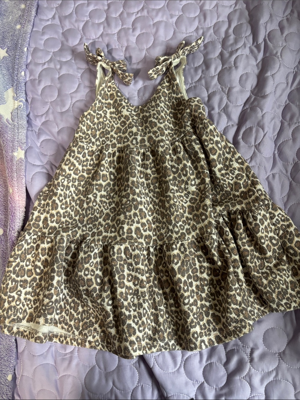 Sincerely Jules Girls Leopard Tie-Shoulder Tank Dress - Brown/Tan